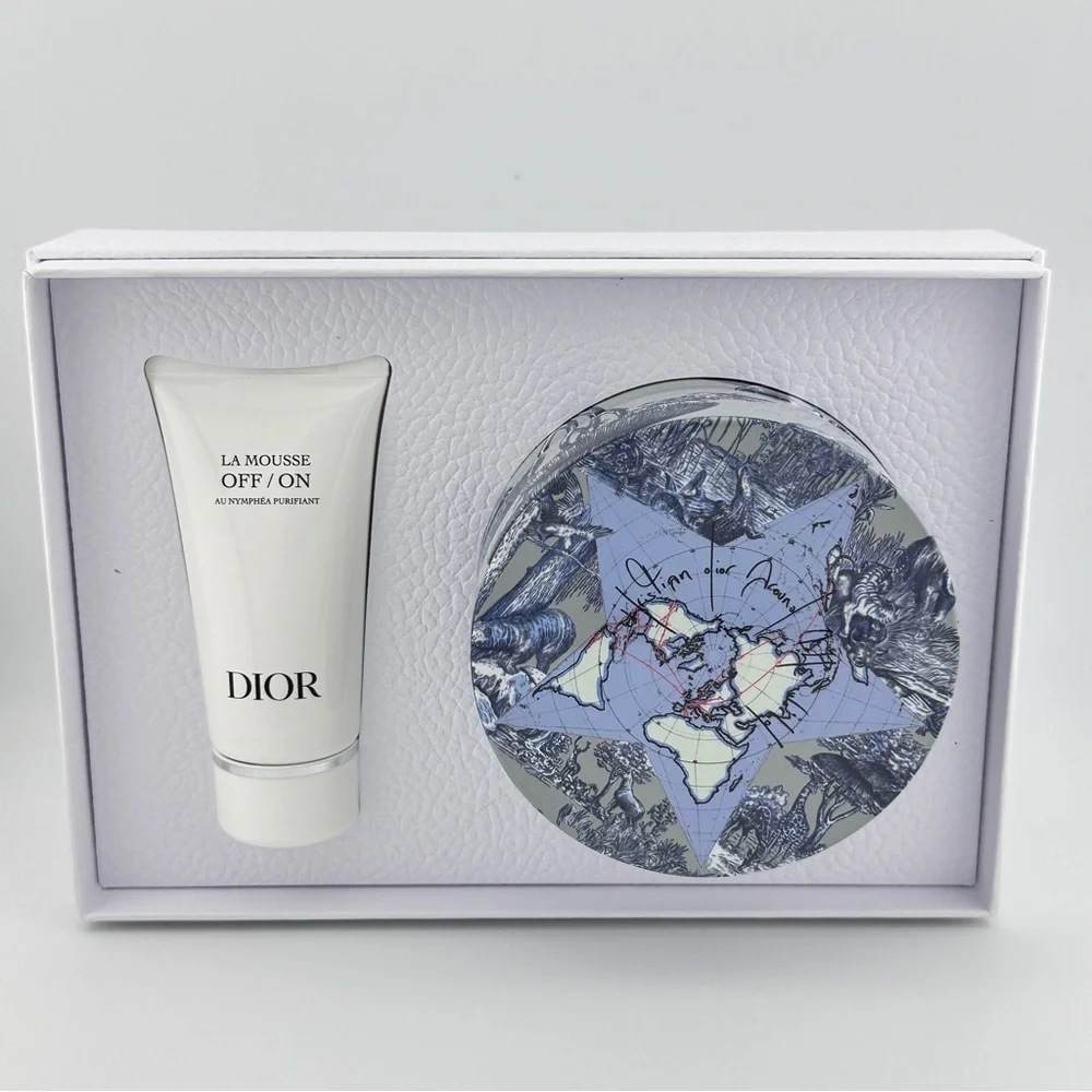 🆕 DIOR Skincare Set w/ Blue & White Vanity Jar, Reusable Toner Pads & Cleanser
